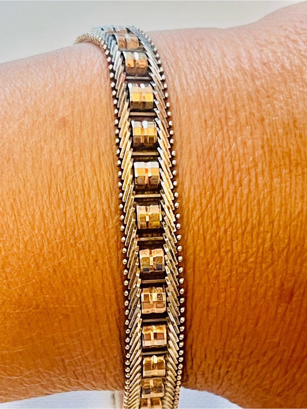Vintage Milor Italian Sterling Silver
Bracelet Woven Pattern 2 Tone Sz 7.75"